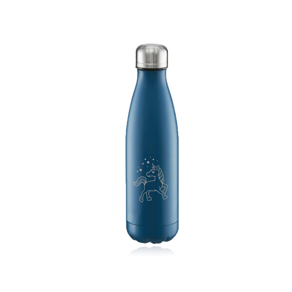 Trinkflasche 500ml - Blau - Einhorn ( Gravur möglich )