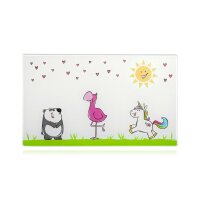 Leonardo Brettchen aus Glas - Panda, Flamingo, Einhorn, Sonne, Sterne ( Gravur möglich )