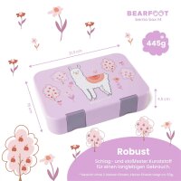 BearFoot Brotdose, Lunchbox, Bento Box - Lama Lila - Alpaca, Blumen, Bäume
