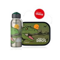 Dinosaurier 2er Bundle - Brotdose, Trinkflasche ( Gravur...