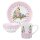 Kindergeschirr Set Puresigns - Nelia - Prinzessin, Blume, Schlüssel, Katze - 7-teilig ( Gravur möglich )