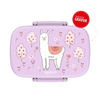 BearFoot Brotdose, Lunchbox, Bento Box Set - Lama - Alpaca, Blumen, Bäume ( Gravur möglich )