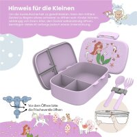 BearFoot Brotdose, Lunchbox, Bento Box Set - Meerjungfrau - Fische, Seestern, Seepferdchen ( Gravur möglich )