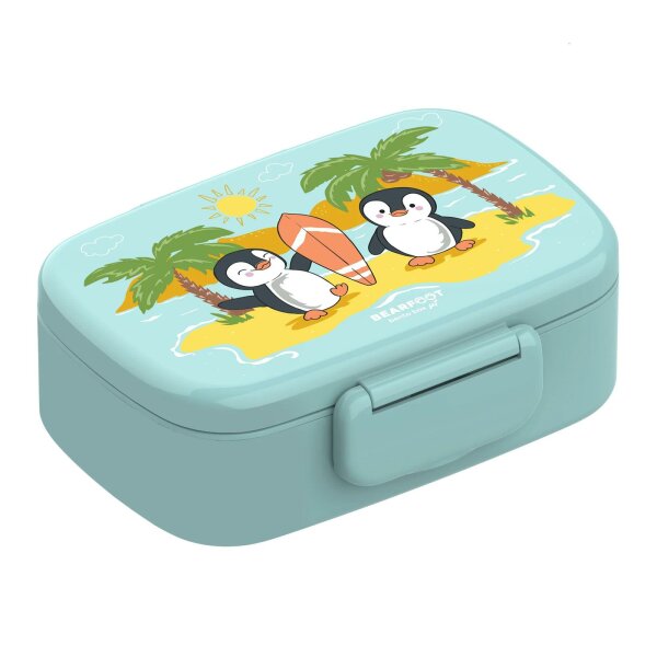 BearFoot Brotdose, Lunchbox, Bento Box Set - Pinguin - Surfbrett, Palmen, Insel ( Gravur möglich )