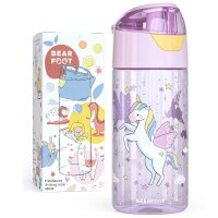 Trinkflasche BearFoot 450ml - Einhorn Lila - Sterne, Wolken, Mond