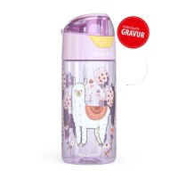 Trinkflasche BearFoot 450ml - Lama Lila - Alpaca, Blumen, Bäume