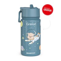 Trinkflasche Thermo BearFoot 400ml - Astro Bär - Planeten, Sterne