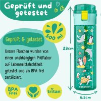 Trinkflasche BearFoot 500ml - Ozeantiere Mint - Delfin, Pinguin, Schildkröte, Seepferdchen, Seestern, Fische