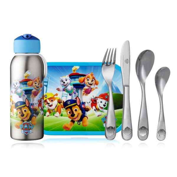 Mepal Paw Patrol Pups 3er Bundle - Brotdose, Trinkflasche, Besteck ( Gravur möglich )