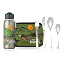 Mepal Dinosaurier 3er Bundle - Brotdose, Trinkflasche, Besteck