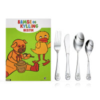 Nordahl Andersen Kinderbesteck - Bamse & Kylling - Teddybär, Hühnchen - 4-teilig ( Gravur möglich )