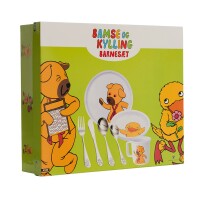 Kindergeschirr Set Nordahl Andersen - Bamse & Kylling - Teddybär, Hühnchen - 7-teilig ( Gravur möglich )