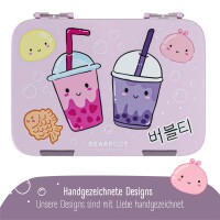 BearFoot Brotdose, Lunchbox, Bento Box - BubbleTea Lila ( Gravur möglich )