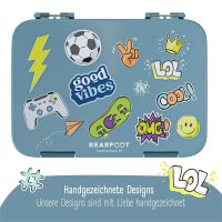 BearFoot Brotdose,Lunchbox, Bento Box - Sticker Blau ( Gravur möglich )