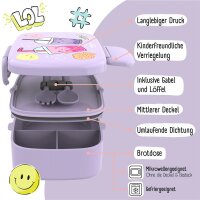 BearFoot Brotdose,Lunchbox, Bento Box Set - BubbleTea Lila ( Gravur möglich )