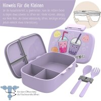 BearFoot Brotdose,Lunchbox, Bento Box Set - BubbleTea Lila ( Gravur möglich )