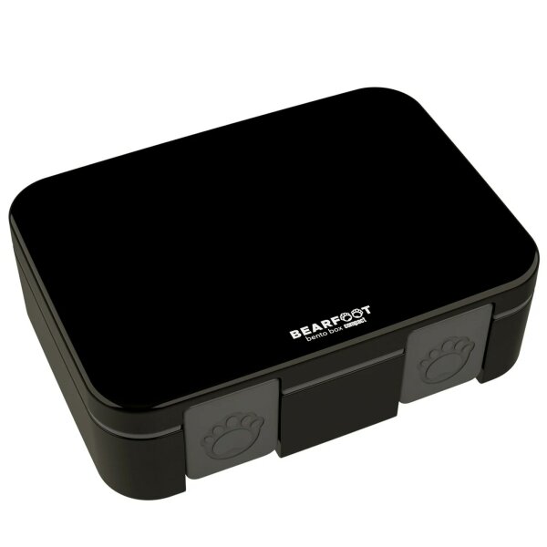 BearFoot Brotdose, Lunchbox, Bento Box COMPACT - Schwarz ( Gravur möglich )