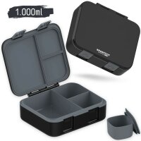 BearFoot Brotdose, Lunchbox, Bento Box COMPACT - Schwarz ( Gravur möglich )