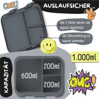 BearFoot Brotdose, Lunchbox, Bento Box COMPACT - Schwarz ( Gravur möglich )
