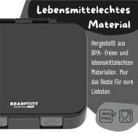 BearFoot Brotdose, Lunchbox, Bento Box COMPACT - Schwarz ( Gravur möglich )