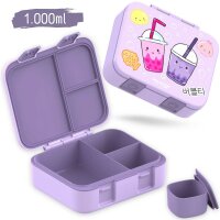 BearFoot Brotdose, Lunchbox, Bento Box COMPACT - BubbleTea Lila ( Gravur möglich )