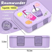 BearFoot Brotdose, Lunchbox, Bento Box COMPACT - BubbleTea Lila ( Gravur möglich )