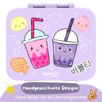 BearFoot Brotdose, Lunchbox, Bento Box COMPACT - BubbleTea Lila ( Gravur möglich )