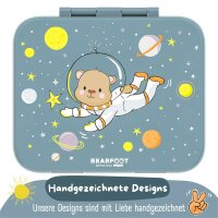 BearFoot Brotdose, Lunchbox, Bento box COMPACT 1000ml - Astro Bär - Planeten, Sterne ( Gravur möglich )