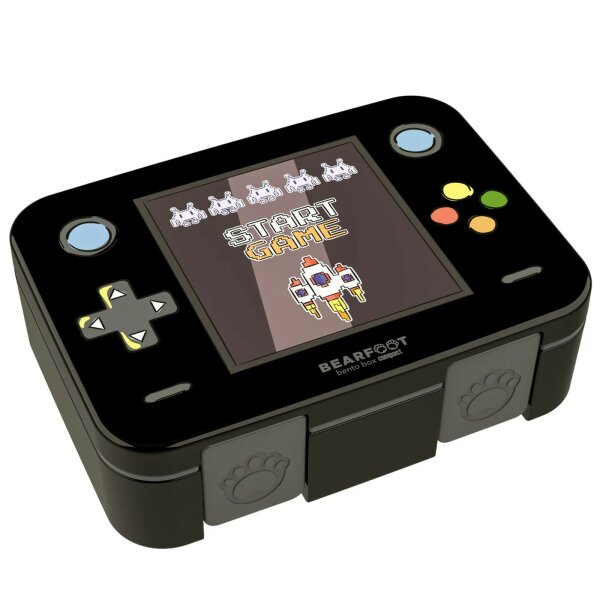 BearFoot Brotdose, Lunchbox, Bento Box COMPACT - Game Schwarz ( Gravur möglich )