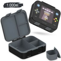 BearFoot Brotdose, Lunchbox, Bento Box COMPACT - Game Schwarz ( Gravur möglich )