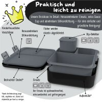BearFoot Brotdose, Lunchbox, Bento Box COMPACT - Game Schwarz ( Gravur möglich )