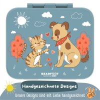 BearFoot Brotdose, Lunchbox, Bento Box COMPACT - Hund & Katze ( Gravur möglich )