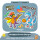 BearFoot Brotdose, Lunchbox, Bento Box COMPACT - Dinos Blau ( Gravur möglich )