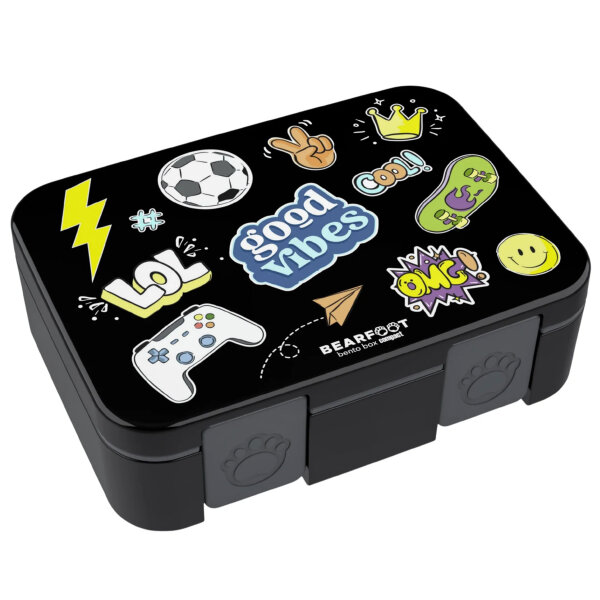 BearFoot Brotdose, Lunchbox,Bento Box COMPACT - Sticker Schwarz ( Gravur möglich ) ( Gravur möglich )