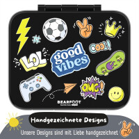 BearFoot Brotdose, Lunchbox,Bento Box COMPACT - Sticker Schwarz ( Gravur möglich ) ( Gravur möglich )