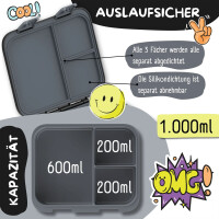 BearFoot Brotdose, Lunchbox,Bento Box COMPACT - Sticker Schwarz ( Gravur möglich ) ( Gravur möglich )