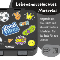 BearFoot Brotdose, Lunchbox,Bento Box COMPACT - Sticker Schwarz ( Gravur möglich ) ( Gravur möglich )