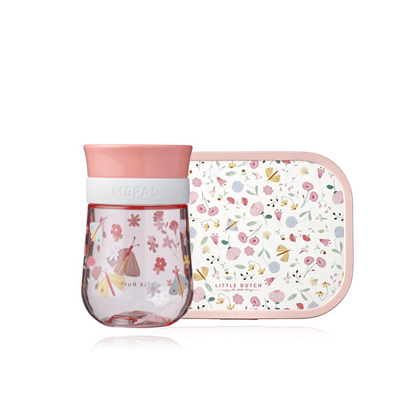Mepal Flowers & Butterflies 2er Bundle - Brotdose, Trinklernbecher