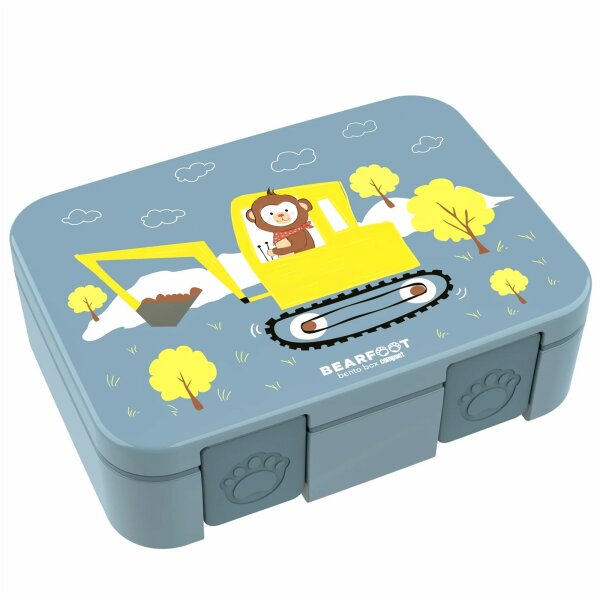 BearFoot Brotdose, Lunchbox, Bento Box COMPACT - Bagger & Affe ( Gravur möglich )