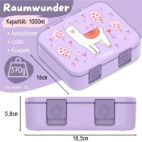 BearFoot Brotdose, Lunchbox, Bento Box COMPACT 1000ml - Lama Lila ( Gravur möglich )