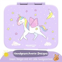 BearFoot Brotdose, Lunchbox, Bento Box COMPACT - Einhorn - Sterne, Wolken Mond ( Gravur möglich )