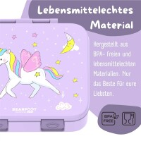BearFoot Brotdose, Lunchbox, Bento Box COMPACT - Einhorn - Sterne, Wolken Mond ( Gravur möglich )