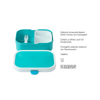 Mepal Deep turquoise 2er Bundle - Trinklernbecher Mio, Brotdose ( Gravur möglich )
