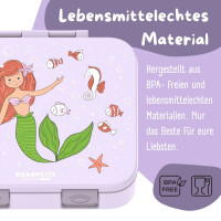 BearFoot Brotdose, Lunchbox,Bento Box COMPACT 1000ml - Meerjungfrau - Fische, Seestern, Seepferdchen ( Gravur möglich )