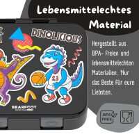 BearFoot Brotdose, Lunchbox, Bento Box COMPACT-S 650ml - Dinos Schwarz ( Gravur möglich )