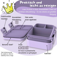 BearFoot Brotdose, Lunchbox, Bento Box COMPACT-S 650ml - Meerjungfrau - Fische, Seestern, Seepferdchen