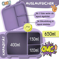 BearFoot Brotdose, Lunchbox, Bento Box COMPACT-S 650ml - Meerjungfrau - Fische, Seestern, Seepferdchen