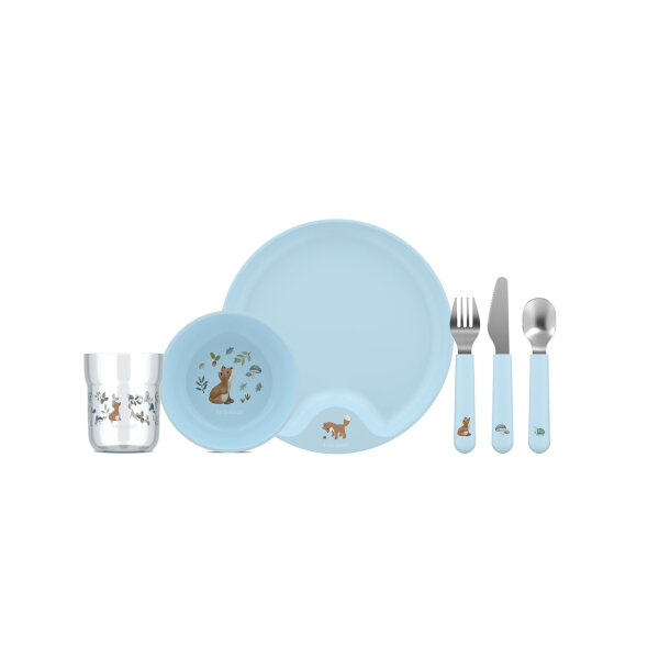 Kindergeschirr Set Mepal Mio - Forest Friends - Fuchs, Pilze, Käfer, Blätter, Eichel - 6-teilig