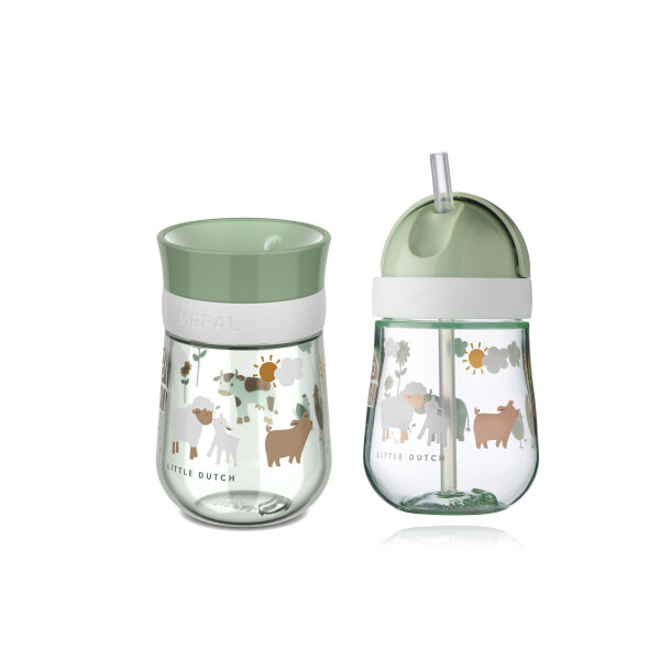 Mepal Little Farm 2er Bundle - Trinklernbecher + Strohhalmbecher ( Gravur möglich )