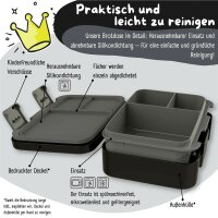BearFoot Brotdose, Lunchbox, Bento Box COMPACT-S 650ml - Sticker Schwarz ( Gravur möglich )